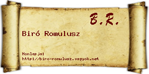 Biró Romulusz névjegykártya